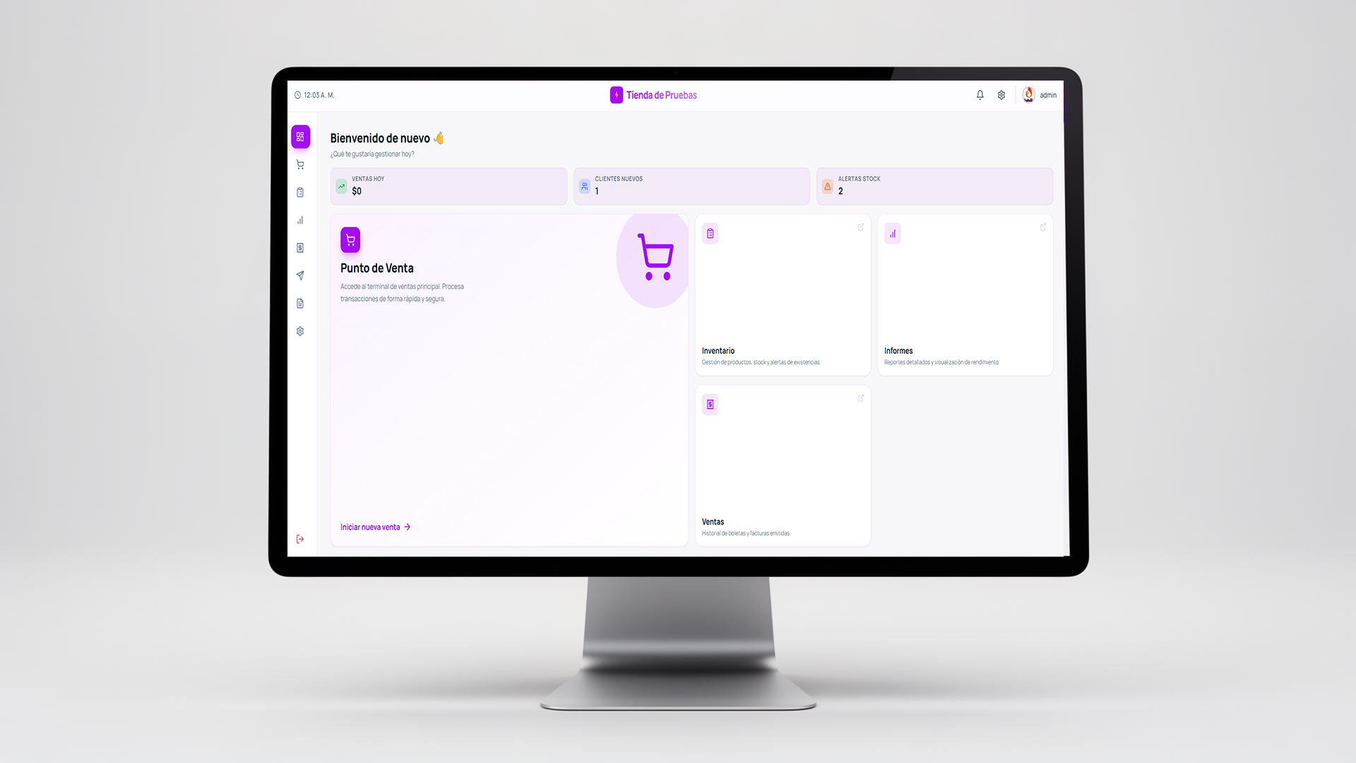 Interfaz del sistema POS Pudú