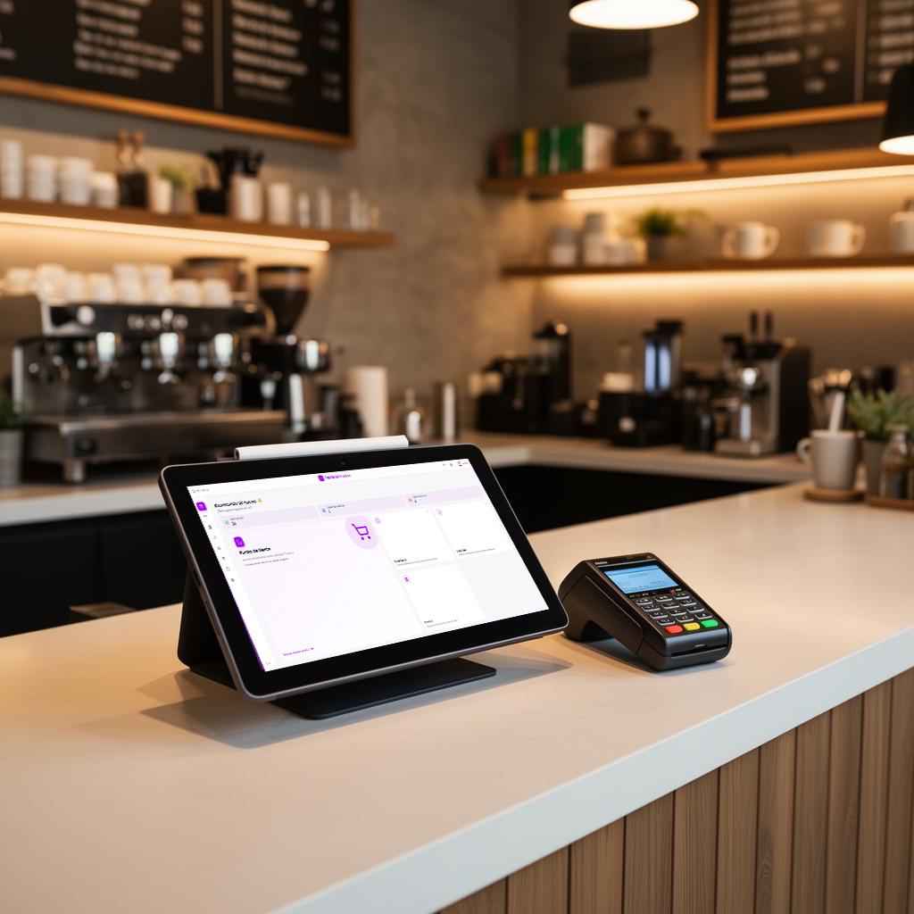 Tablet con lector de tarjetas mostrando Pudú